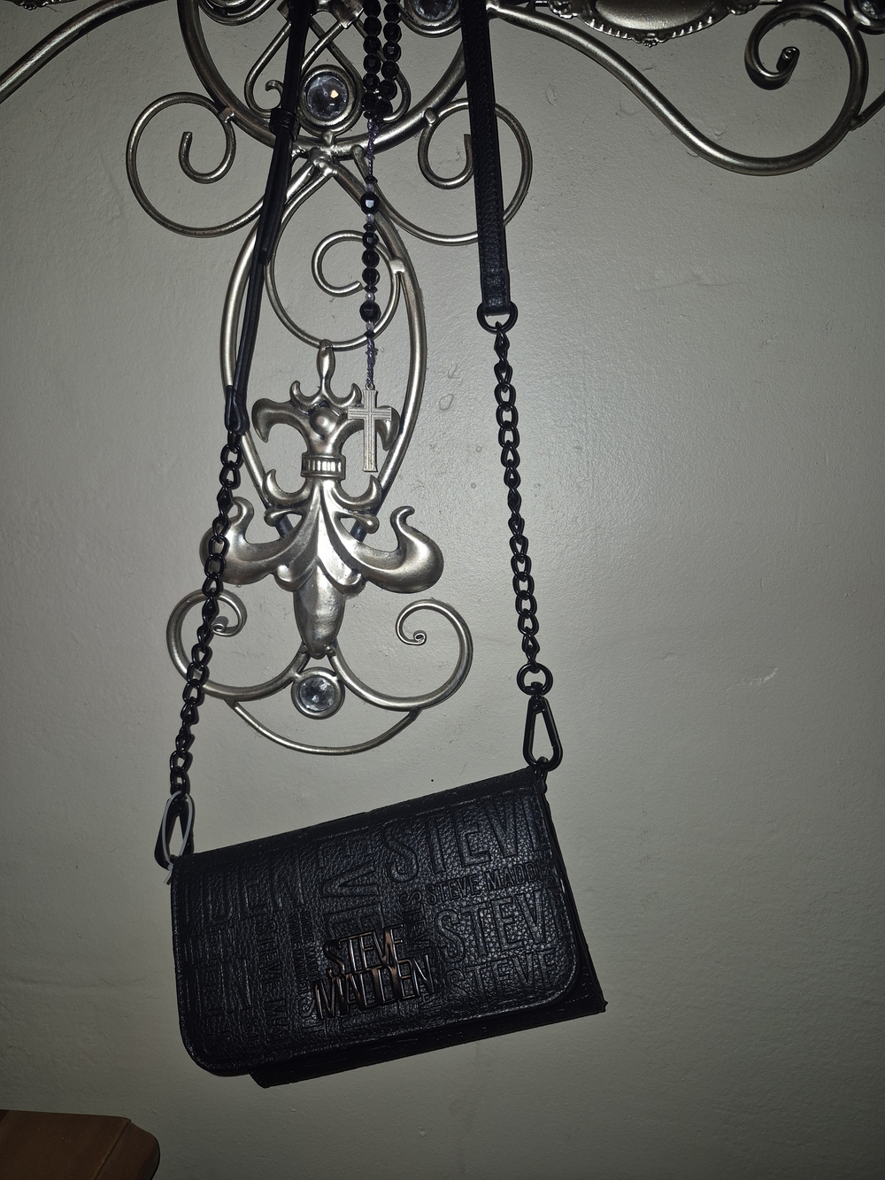 Steve Madden Black Embossed Crossbody Bag